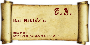 Bai Miklós névjegykártya